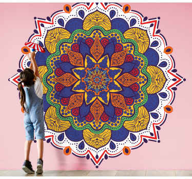 Vinilo pared Mandala de flores de colores - TenVinilo