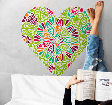 심장 만다라 벽 비닐 데칼 - TenStickers