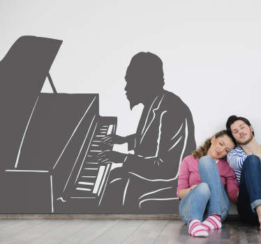 Dekorieren Sie Ihr Zuhause mit dieser tollen Wandtattoo der Silhoulette von Thelonious Monk, einer der größten Innovatoren des Modern Jazz.