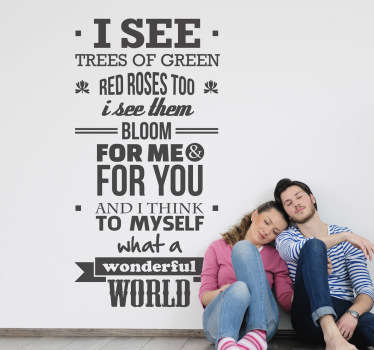 Vinilo decorativo wonderful world - TenVinilo