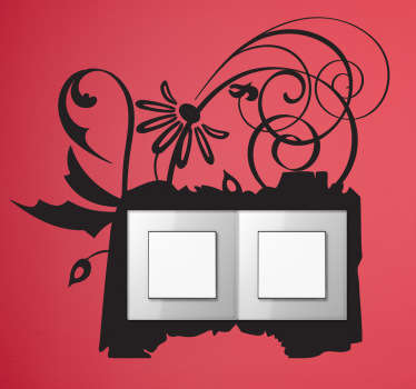 Floral Switch Frame Sticker - TenStickers