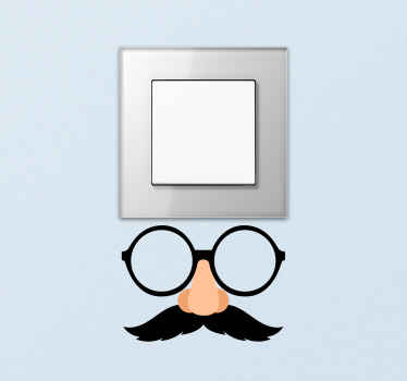 Carnaval mustasch ljusströmbrytardekal - Tenstickers