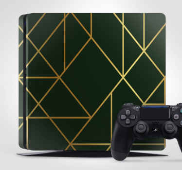 PS4 Aufkleber Grüne textur mit goldenem linienmuster - TenStickers