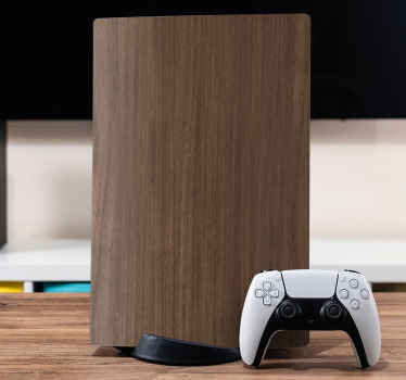 Dark wood texture PS5 sticker - TenStickers