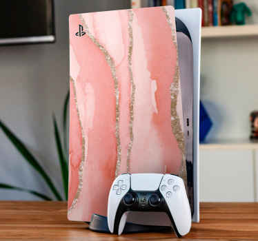 Rosa glitter marmor skin PS5 - Tenstickers