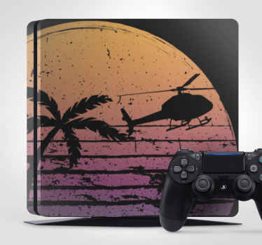 PS4 Skin hubschrauberszene bei sonnenuntergang - TenStickers