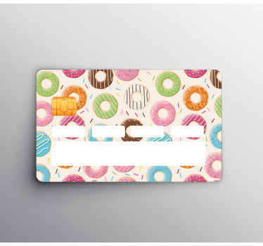 Vinilo tarjeta de crédito Diseño de patrón de donas de colores - TenVinilo