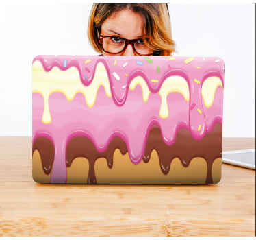 Vinilo para portátiles Glaseado de goteo de donut colorido - TenVinilo