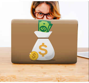 Vinilo para portátil ilustración de bolsa de dinero - TenVinilo