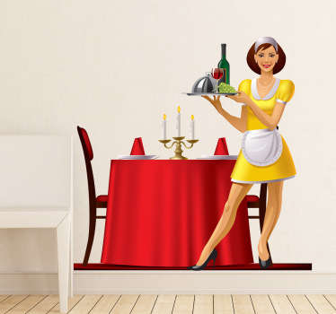Sticker serveuse dîner luxe - TenStickers