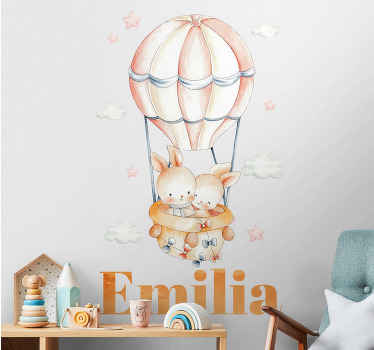 Pastel balloon with sweet animals vinyl sticker - TenStickers