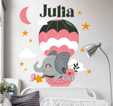 Elephant on a balloon with stars and  moon decal - TenStickers