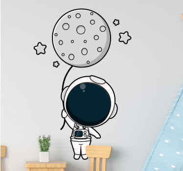 Sticker chambre enfant astronaute et ballon lunaire - TenStickers