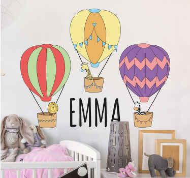 Balloons with cute animals illustration decal - TenStickers