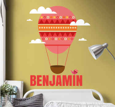 Red balloon on the blue sky with clouds sticker - TenStickers
