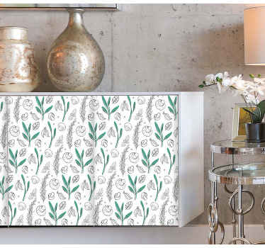 Vinilo para mueble Patrón de setas y hojas dibujadas a mano - TenVinilo