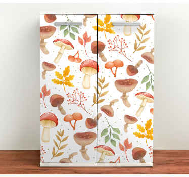 Hand painted mushroom pattern furniture decal - TenStickers
