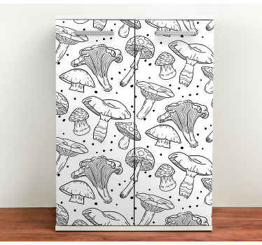 Vinilo para mueble Patrón de hongo dibujado a mano monocolor - TenVinilo