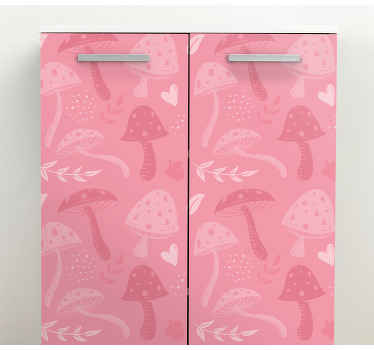 Adhésif meuble motifs de champignons roses - TenStickers