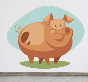 Vinilo infantil cerdo retro - TenVinilo