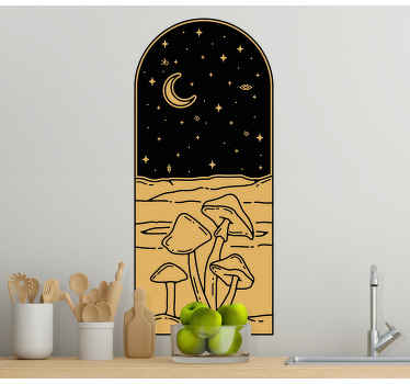 Mushroom on landscape design wall decal - TenStickers