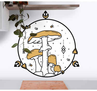 Geometric mushroom monoline design sticker - TenStickers