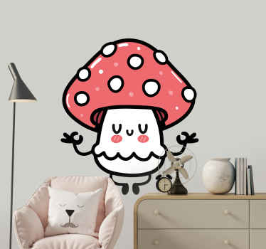 Cute funny happy mushroom kids bedroom sticker - TenStickers