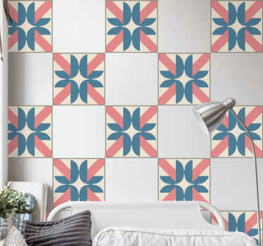 Azulejos adhesivo Patrón estrellado azul y rojo - TenVinilo