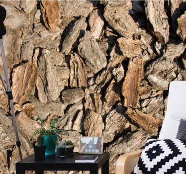 Textured bark background wall decal for living room - TenStickers