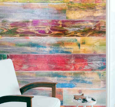 Colorful wooden stripes wall decal for bedroom - TenStickers