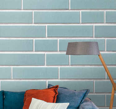 水色のレンガパターンのビニールプリントステッカー - TENSTICKERS