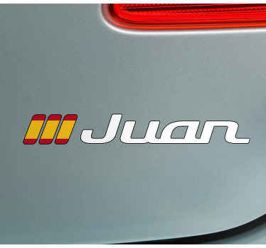 Pegatina coche bandera española con nombre - TenVinilo