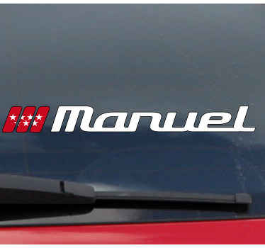 Pegatina para coche Bandera de madrid y nombre personalizado - TenVinilo