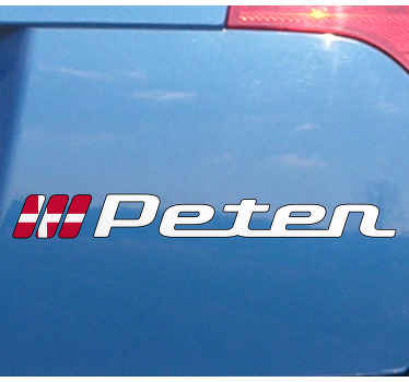 Dansk flag med brugerdefineret navn bilmærkat - TenStickers