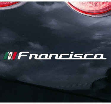 Pegatina para coche Bandera mexicana con nombre personalizado - TenVinilo
