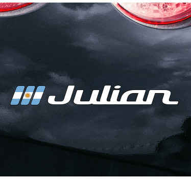 Pegatina para coche Bandera argentina con nombre personalizado - TenVinilo