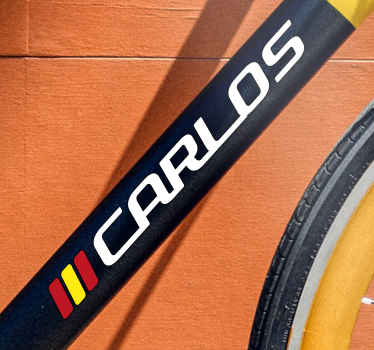 Vinilo bici Bandera española con nombre personalizado - TenVinilo