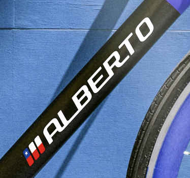 Pegatina para bicicleta bandera de Chile y nombre - TenVinilo