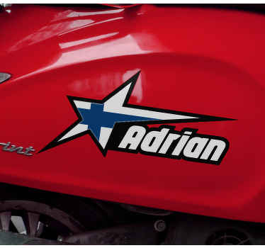 Suomalainen lippu tähdessä ja muokatussa nimessä tarroja mopoon - Tenstickers