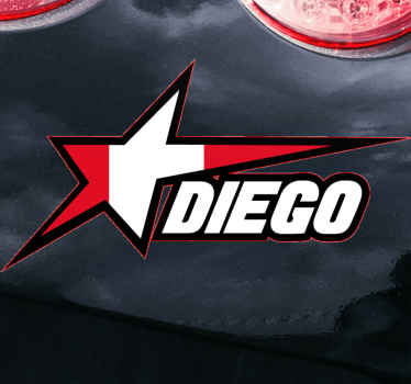 Pegatina para coche Bandera peruana en estrella y nombre personal - TenVinilo