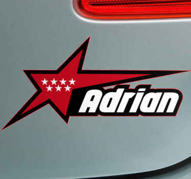 Pegatina para coche Bandera de madrid y en estrella nombre person - TenVinilo
