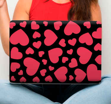 červené srdce s čiernym pozadím kože notebooku - Tenstickers