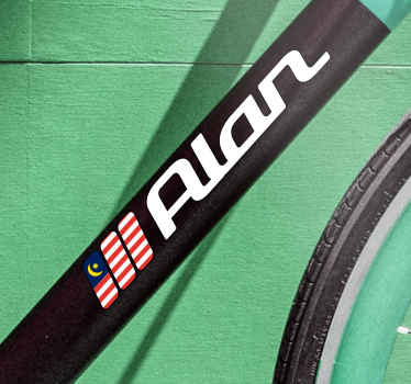 Malaysia flag with custom name bike sticker - TenStickers