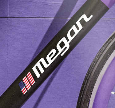 United States flag  custom name  bike decal - TenStickers
