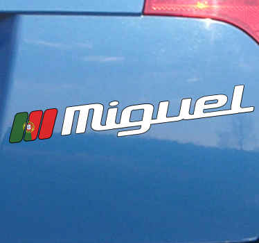 Autocolante para carros Bandeira de portugal em retângulo e nome  - TenStickers