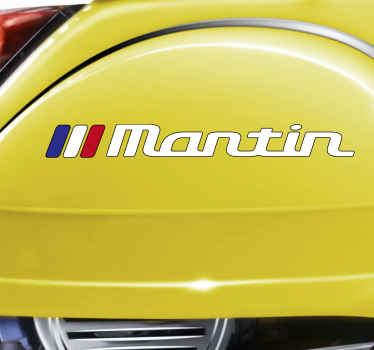 Sticker moto personnalisé drapeau France rectangle et nom - TenStickers