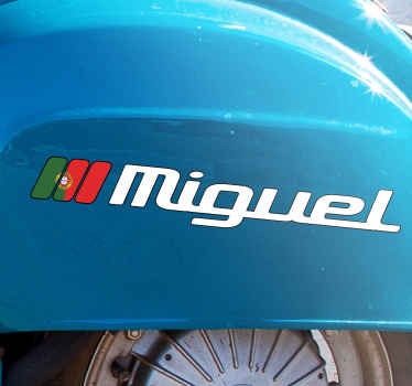 Autocolante para motas Bandeira de portugal em retângulo e nome p - TenStickers