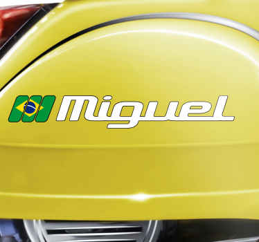 Autocolante para motas Bandeira do brasil em retângulo e nome per - TenStickers