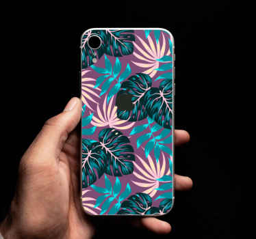 Pink and blue realistic plants iPhone sticker - TenStickers