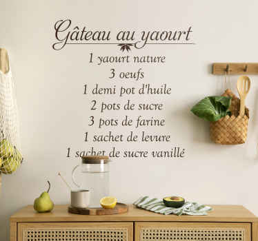 Sticker recette gâteau au yaourt - TenStickers